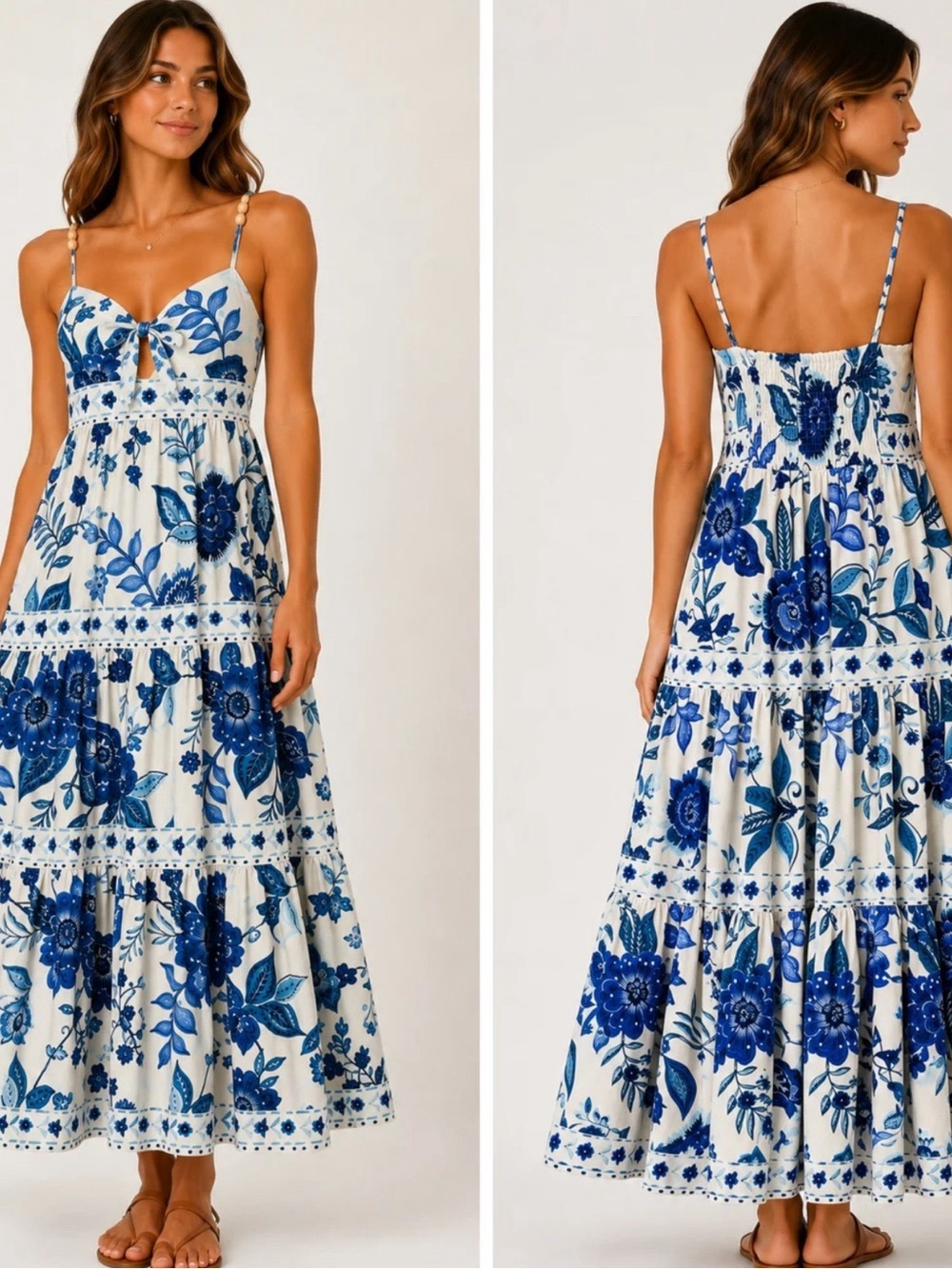 NWT- House of Harlow 1960 White & Blue Floral Midi Dress Medium